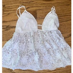 Millau LF Festival Crochet Lace Tank Top White XS